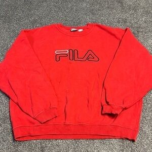 Vintage 90’s Fila Spellout Red Crewneck Sweatshirt Mens Sz XL Made In Canada